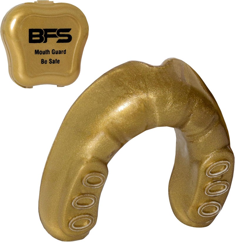 BFS IMPEX Sports Mouth Guard for Kids,Youth,Boys,Girls,Child Teen Mouthguard with Case (BPA Free) for Boxing, Martial Arts,MMA Karate,Lacrosse,Football,Soccer and All Contact Sports (Golden) - Image 1